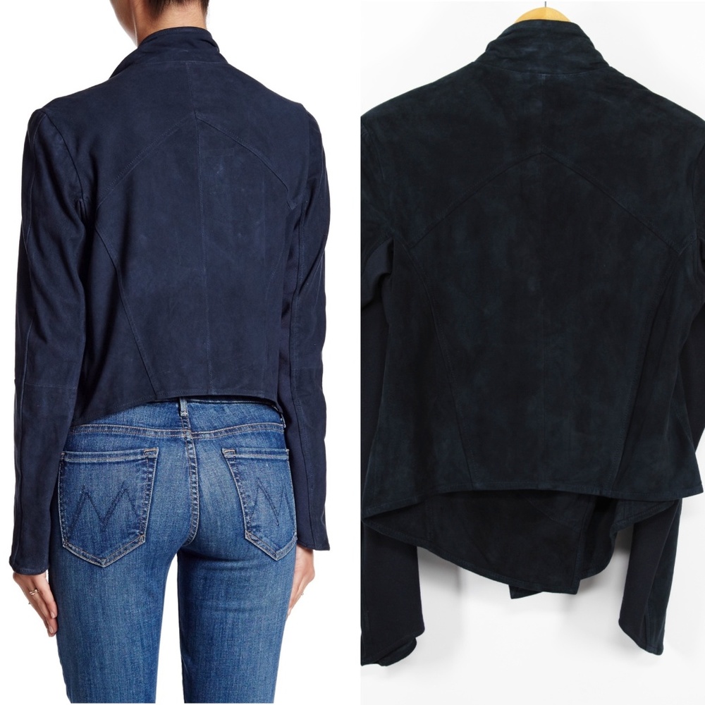 NWT LaMarque Suede Leather Jacket Waterfall Neck M - Picture 5 of 7
